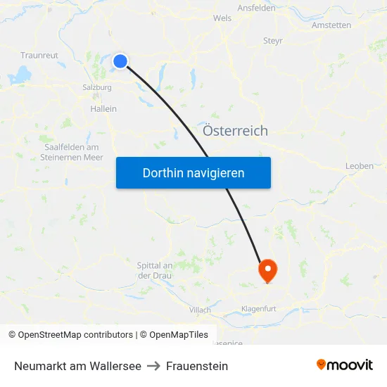 Neumarkt am Wallersee to Frauenstein map