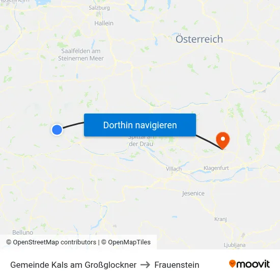 Gemeinde Kals am Großglockner to Frauenstein map