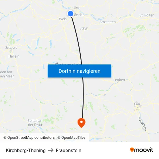 Kirchberg-Thening to Frauenstein map