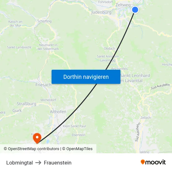 Lobmingtal to Frauenstein map