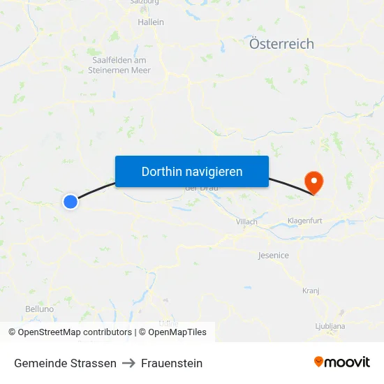Gemeinde Strassen to Frauenstein map