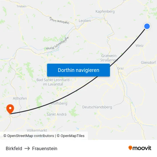 Birkfeld to Frauenstein map
