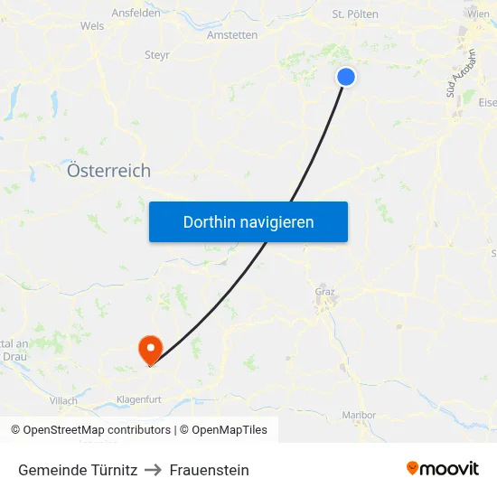 Gemeinde Türnitz to Frauenstein map