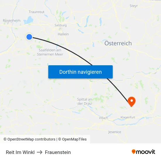 Reit Im Winkl to Frauenstein map