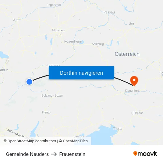 Gemeinde Nauders to Frauenstein map