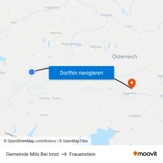 Gemeinde Mils Bei Imst to Frauenstein map