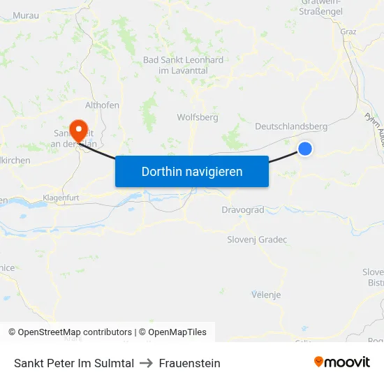 Sankt Peter Im Sulmtal to Frauenstein map