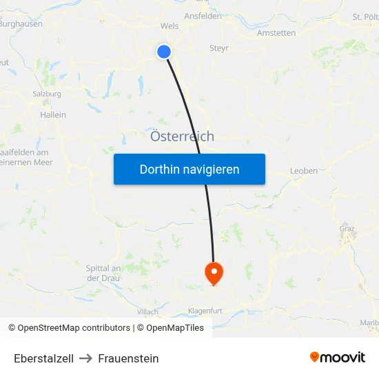 Eberstalzell to Frauenstein map