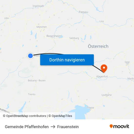 Gemeinde Pfaffenhofen to Frauenstein map