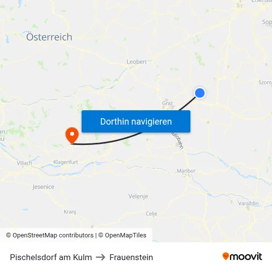 Pischelsdorf am Kulm to Frauenstein map