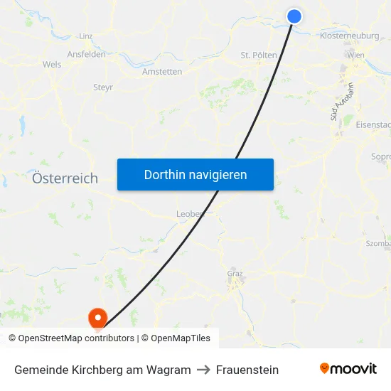 Gemeinde Kirchberg am Wagram to Frauenstein map