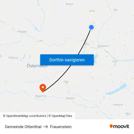 Gemeinde Ottenthal to Frauenstein map