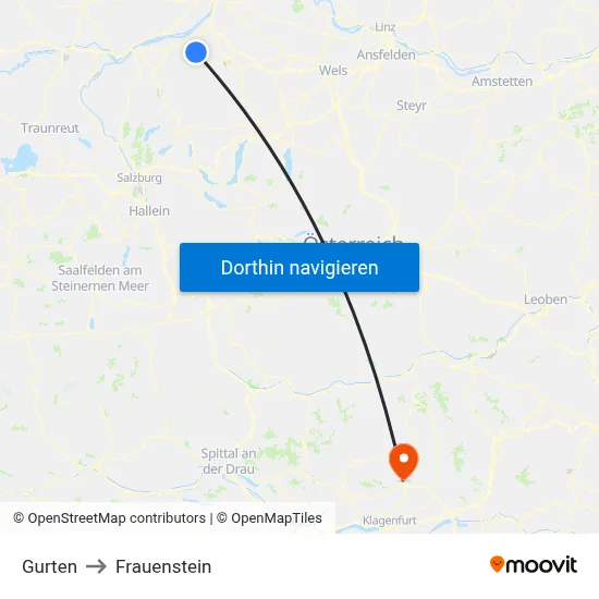 Gurten to Frauenstein map