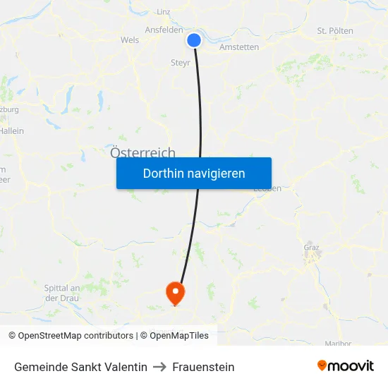 Gemeinde Sankt Valentin to Frauenstein map
