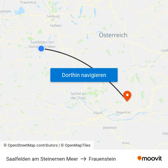 Saalfelden am Steinernen Meer to Frauenstein map