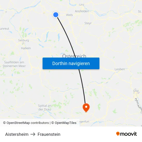 Aistersheim to Frauenstein map