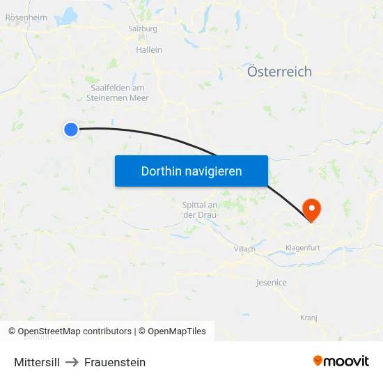 Mittersill to Frauenstein map