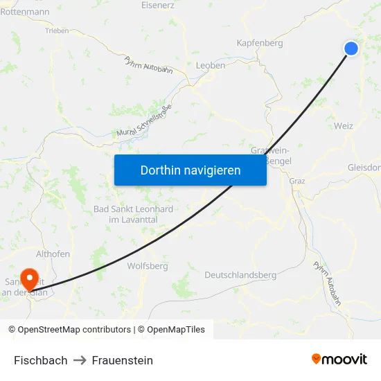 Fischbach to Frauenstein map