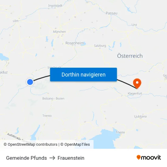 Gemeinde Pfunds to Frauenstein map