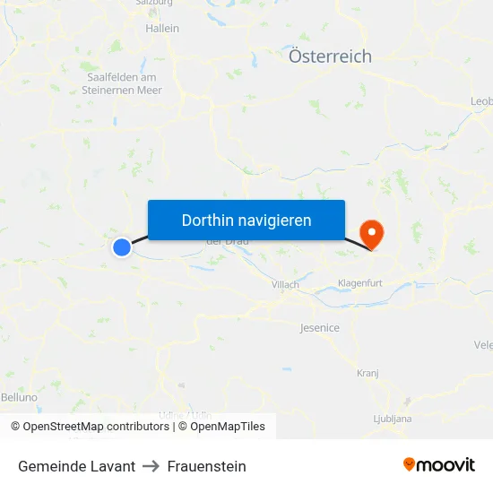 Gemeinde Lavant to Frauenstein map