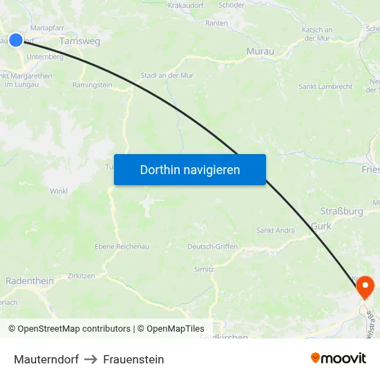 Mauterndorf to Frauenstein map