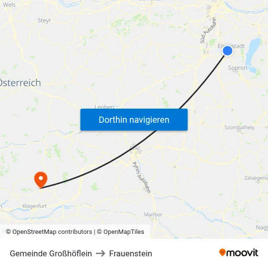 Gemeinde Großhöflein to Frauenstein map
