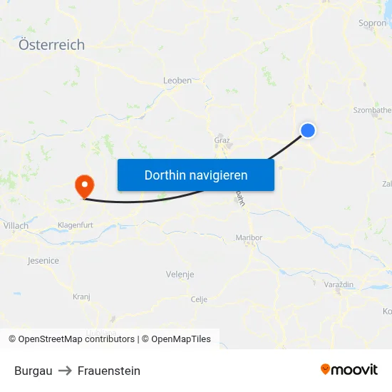 Burgau to Frauenstein map