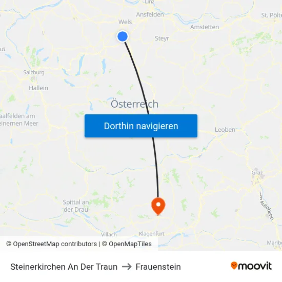 Steinerkirchen An Der Traun to Frauenstein map