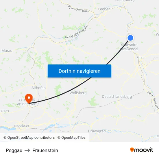Peggau to Frauenstein map