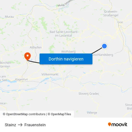 Stainz to Frauenstein map