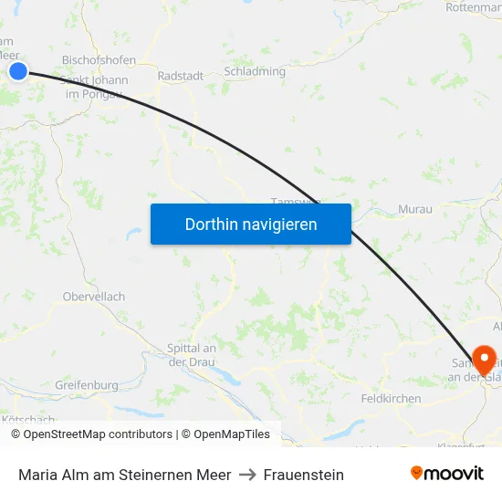 Maria Alm am Steinernen Meer to Frauenstein map