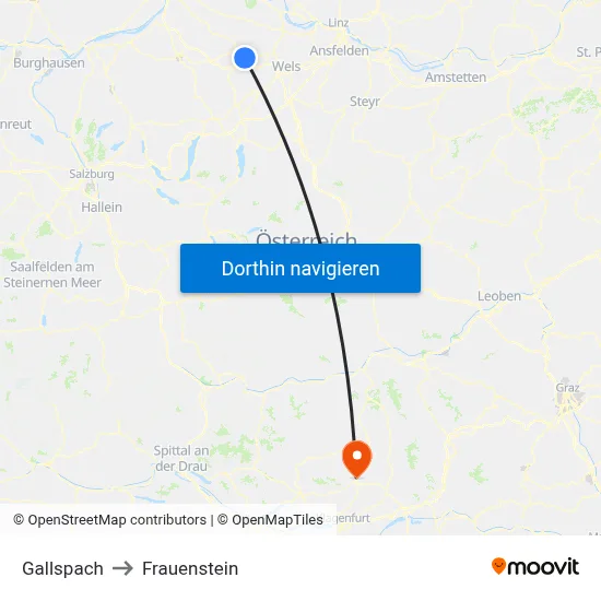 Gallspach to Frauenstein map