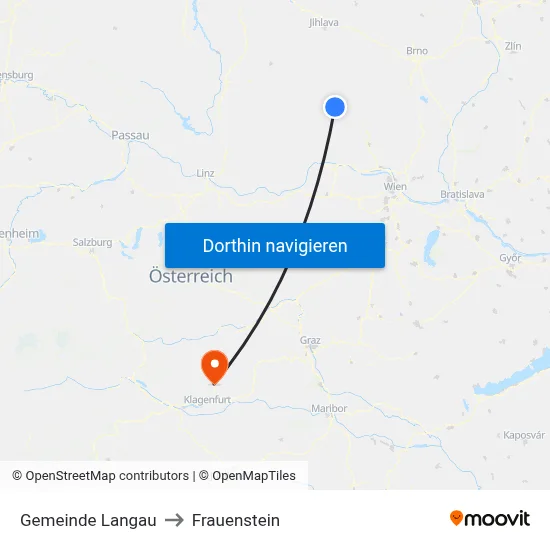 Gemeinde Langau to Frauenstein map