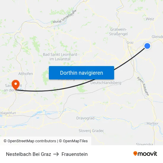 Nestelbach Bei Graz to Frauenstein map
