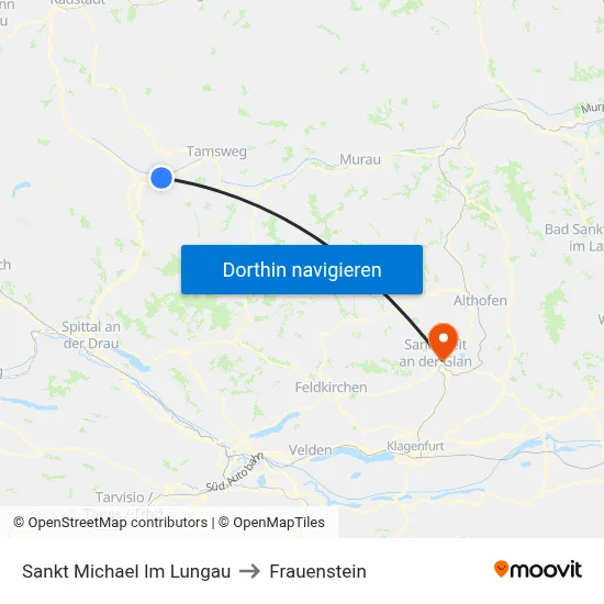 Sankt Michael Im Lungau to Frauenstein map