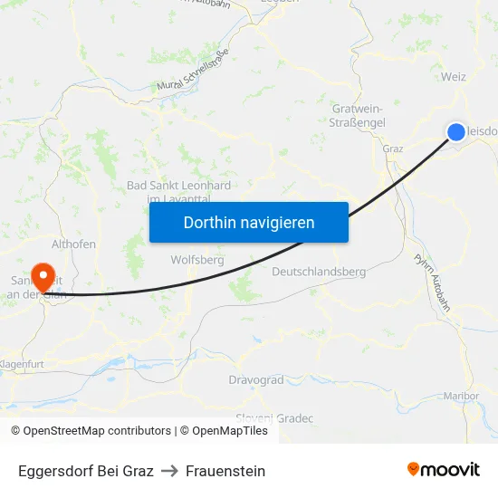 Eggersdorf Bei Graz to Frauenstein map