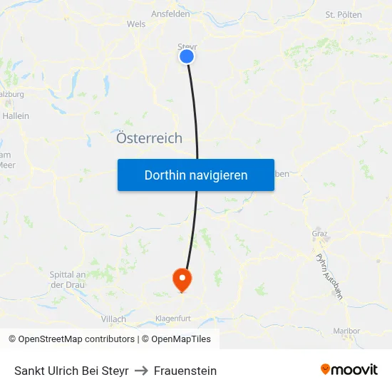 Sankt Ulrich Bei Steyr to Frauenstein map