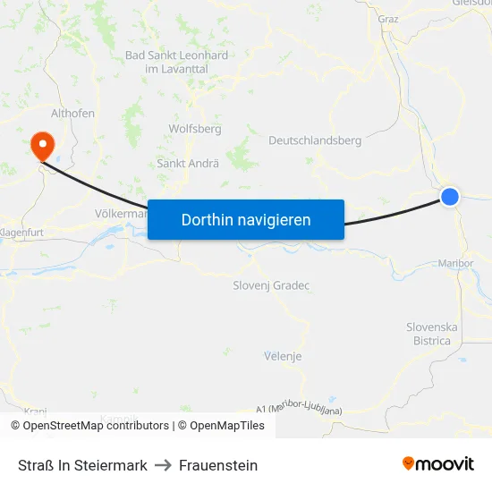 Straß In Steiermark to Frauenstein map
