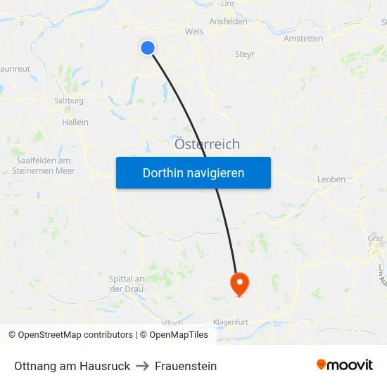 Ottnang am Hausruck to Frauenstein map