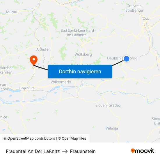 Frauental An Der Laßnitz to Frauenstein map
