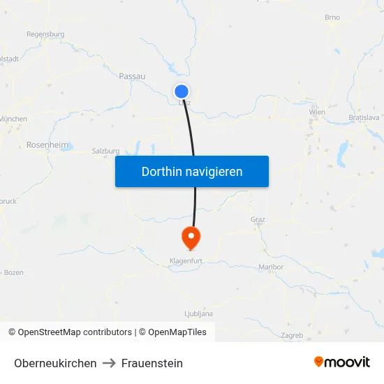 Oberneukirchen to Frauenstein map