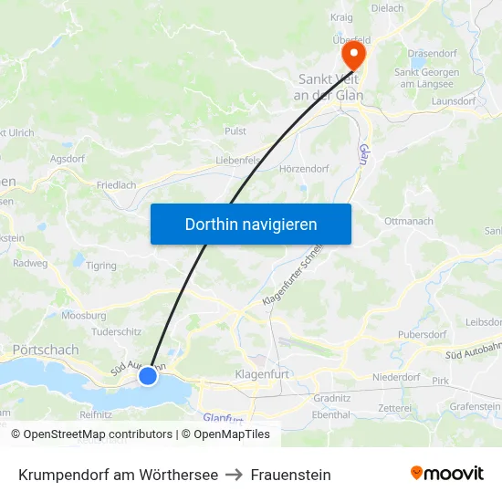 Krumpendorf am Wörthersee to Frauenstein map