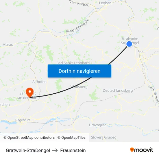 Gratwein-Straßengel to Frauenstein map