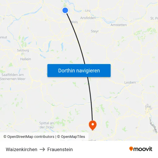 Waizenkirchen to Frauenstein map