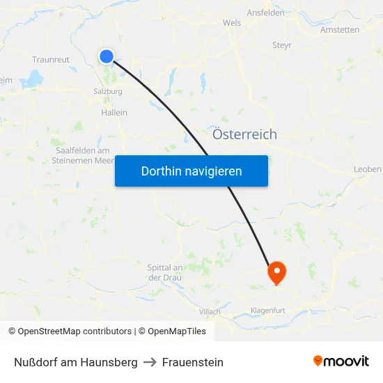 Nußdorf am Haunsberg to Frauenstein map