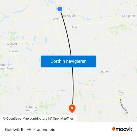 Goldwörth to Frauenstein map