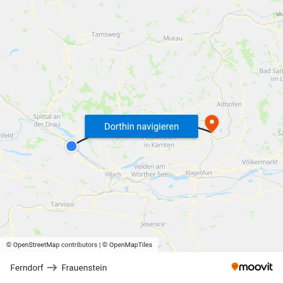 Ferndorf to Frauenstein map