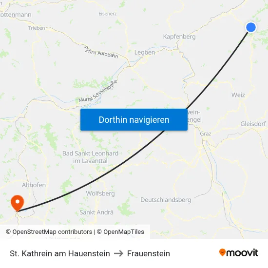 St. Kathrein am Hauenstein to Frauenstein map