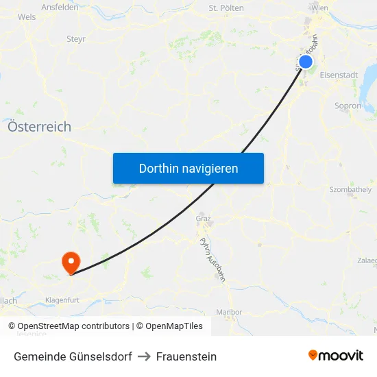 Gemeinde Günselsdorf to Frauenstein map
