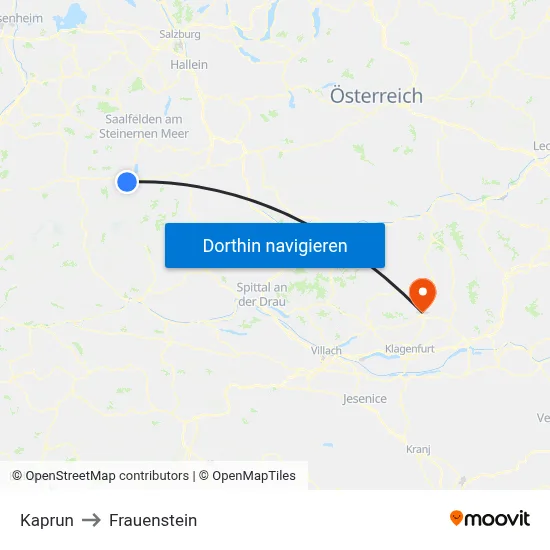 Kaprun to Frauenstein map